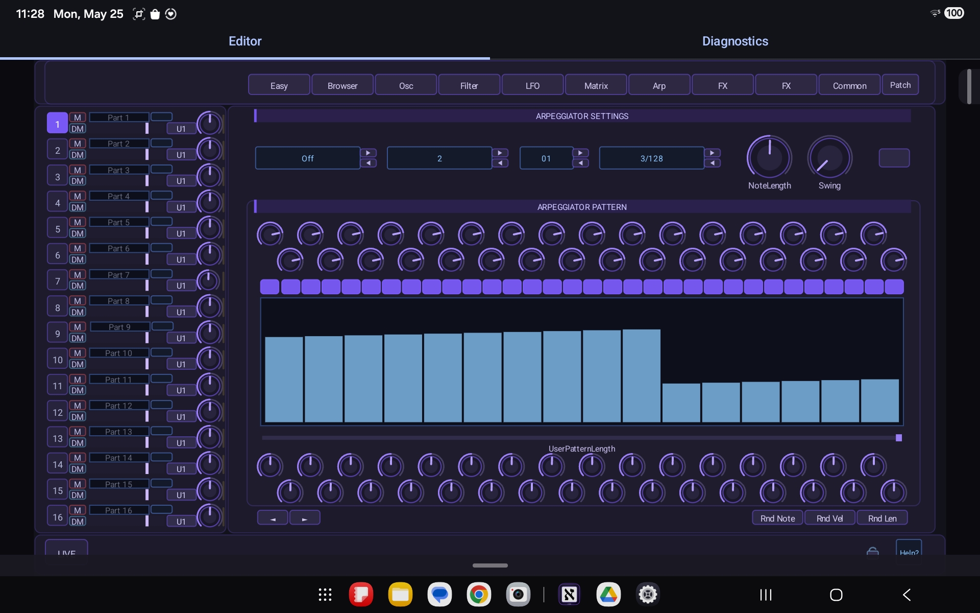 Aleph Virux arpeggiator page on Android